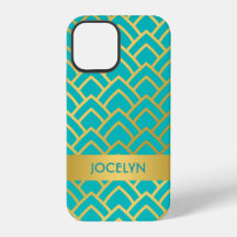 Gold Turquoise Art Déco géométrique Personnalisé