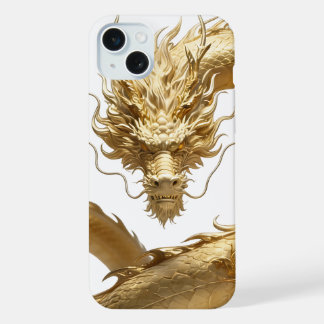 Coque iPhone 15 Plus Golden Chinese Dragon Art | Mythical Creature Fant