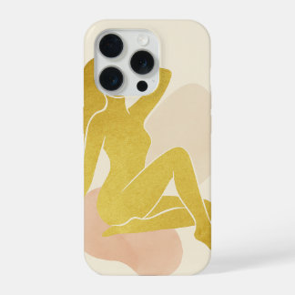 Coque iPhone 15 Pro Golden Feminine Silhouette – Modern Abstract Woman