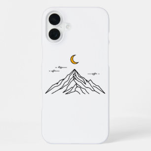 Coque iPhone 16 Plus “Golden Moon & Peaks” Minimalist