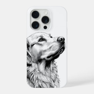 Coque iPhone 15 Pro Golden Retriever Fine Line Art Phone Case | Artist