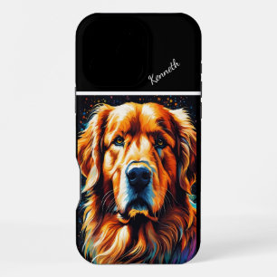 Coque iPhone 16 Pro Max Golden Retriever Gros plan Vibrant portrait