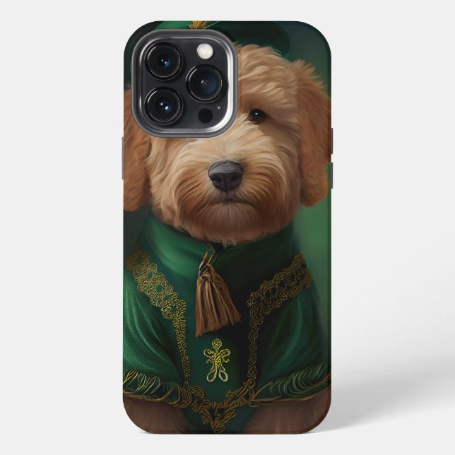 Coque iPhone Goldendoodle Chien en robe de la Saint-Patrick (Verso)