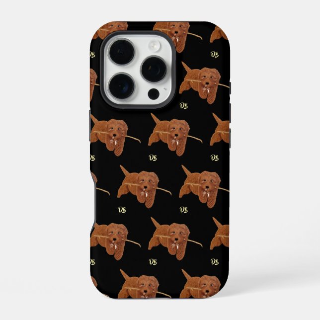 Coque iPhone Goldie Golden Doodle Noir (Verso)