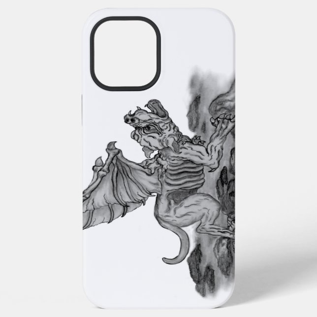Coque iPhone Golem Gargoyle noir et blanc (Verso)