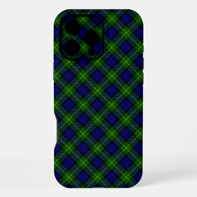 Coque iPhone Gordon tartan bleu vert carreaux (Verso)