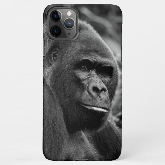 Coque iPhone Gorilla Gros Portrait Noir Et Blanc (Dos)