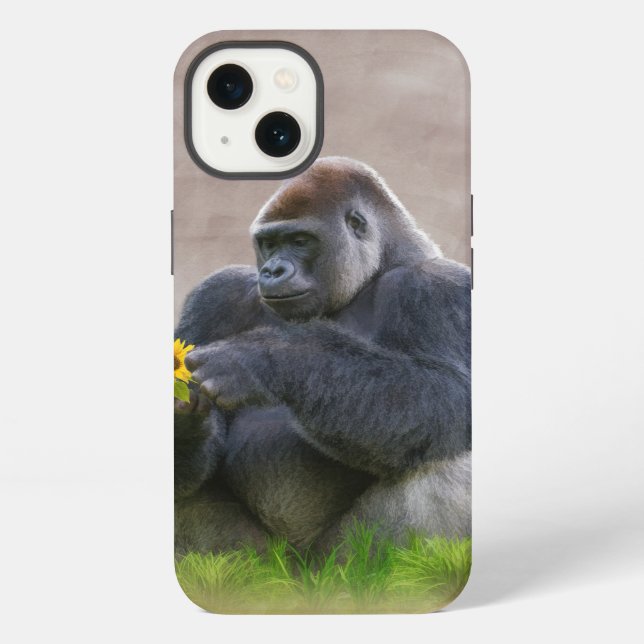 Coque iPhone Gorille et marguerite jaune (Verso)