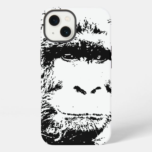 Coque iPhone Gorille Noir & Blanc (Verso)