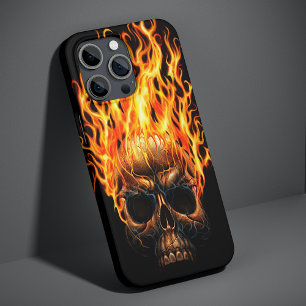 Coque iPhone 11Pro Gothique Crâne Jaune Orange Flames Motif