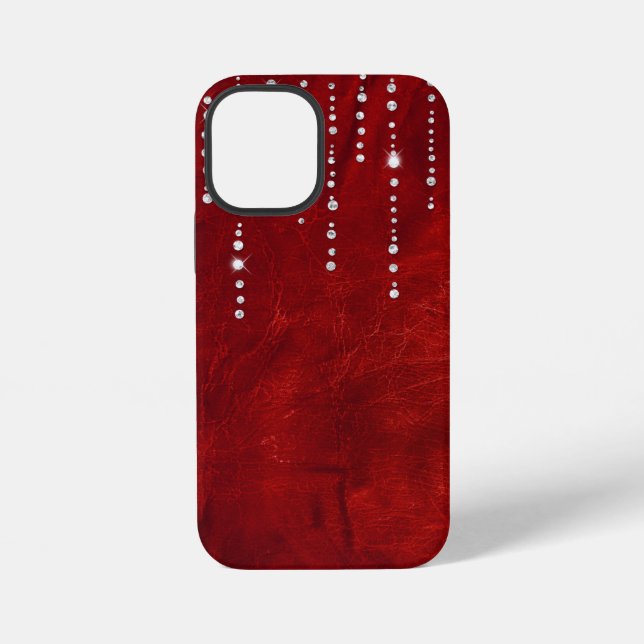 Coque iPhone goutte de diamant sur cuir (Verso)
