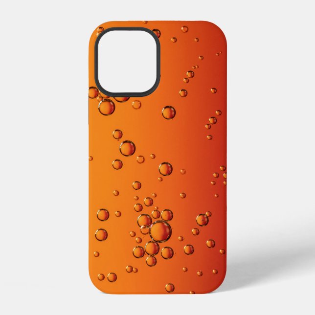 Coque iPhone Gouttelettes d'eau sur une surface orange (Verso)