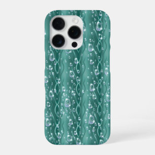 Coque iPhone 16 Pro Gouttes de pluie sur du métal vert