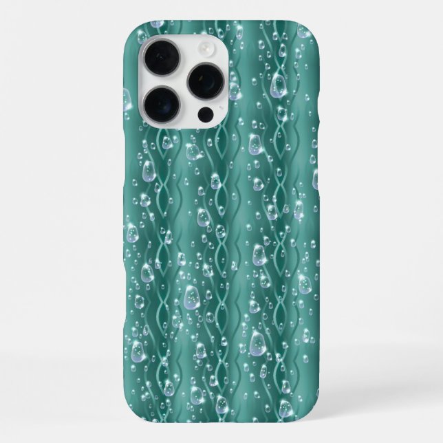 Coque iPhone Gouttes de pluie sur du métal vert (Verso)
