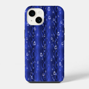 Coque Pour iPhone 14 Gouttes de pluie sur métal bleu