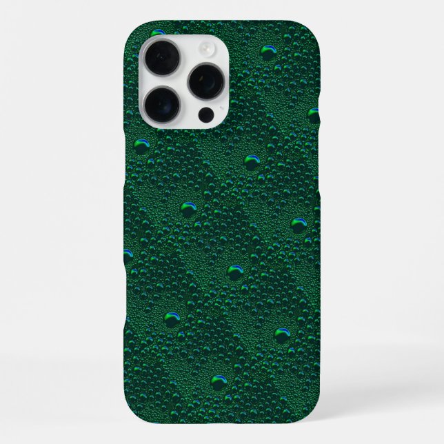 Coque iPhone Gouttes d'eau sur métal vert (Verso)