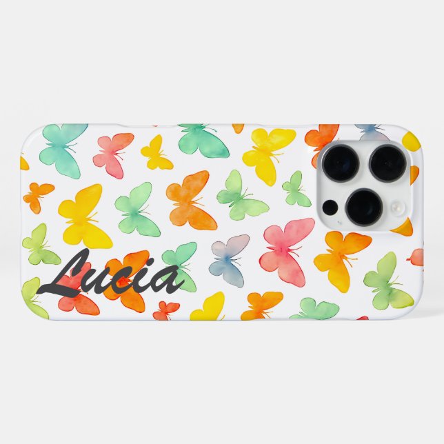 Coque iPhone Grâce en une ligne : Silhouette de papillon (Verso Horizontal)