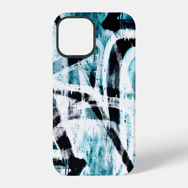 Coque iPhone Graffiti noir et bleu Abstrait Coque-Mate iPhone (Verso)