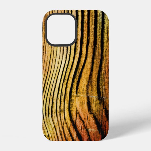 Coque iPhone Grain de bois grunge orange (Verso)