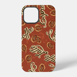 Coque iPhone 12 Grains de café et typographie écrite grunge sans c