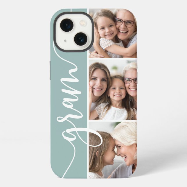 Coque iPhone Gram Script Grand-mère Photo Collage (Verso)