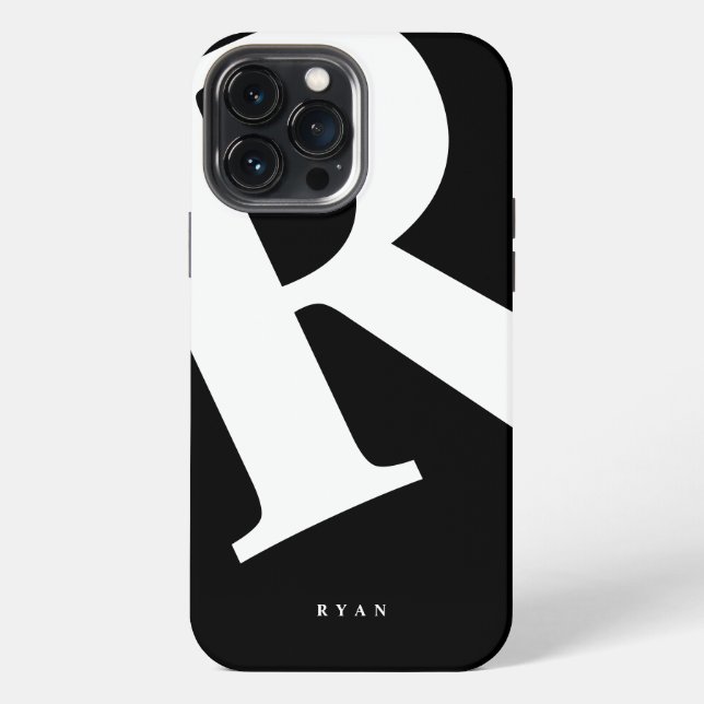 Coque iPhone Grand Initial | Typographie Moderne | Noir (Verso)