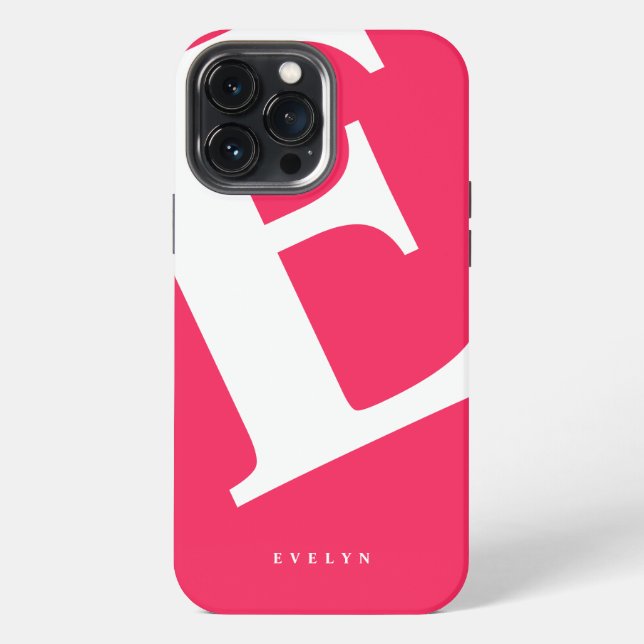Coque iPhone Grand Initial | Typographie Moderne | Rose (Verso)