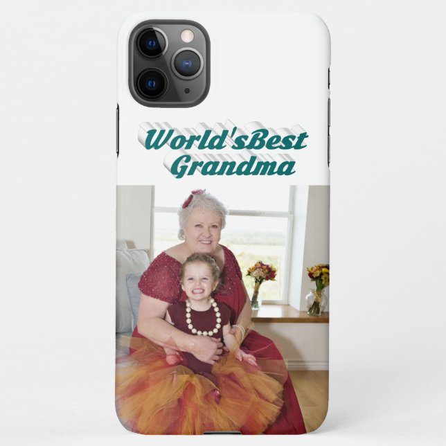 Coque iPhone Grand-mère Photo typographie verte Fête des mères (Dos)