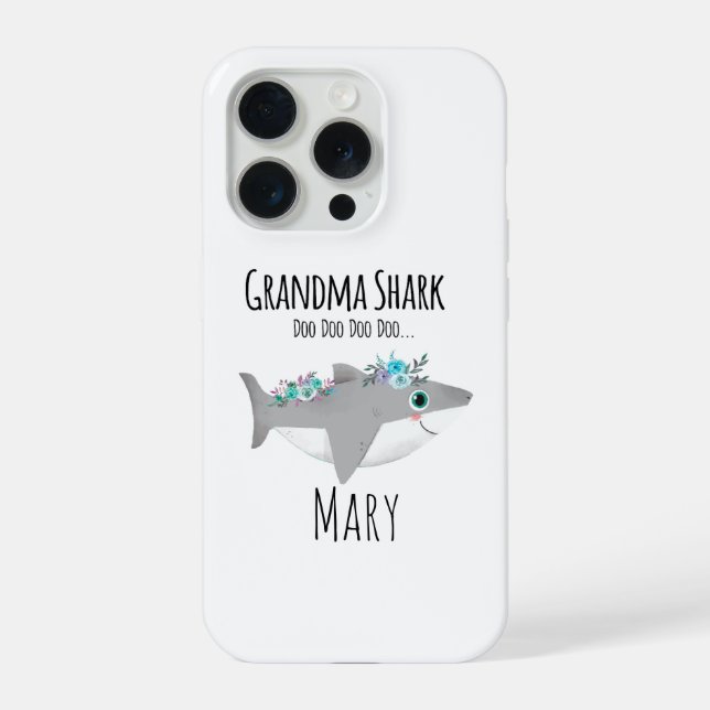 Coque iPhone Grand-mère Requin personnalisée Doo Doo Doo (Verso)