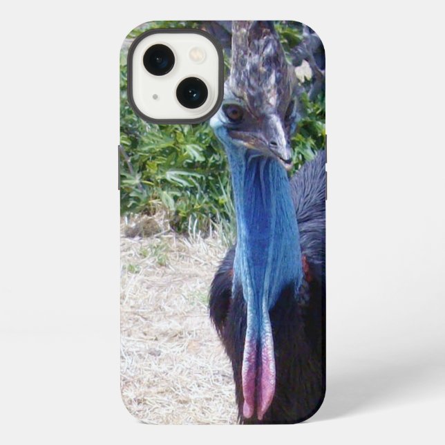 Coque iPhone Grand oiseau casoar bleu, boîtier iPhone 13 (Verso)