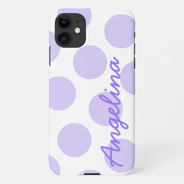 Coque iPhone Grand Pastel Purple Polka Motif personnalisé (Dos)