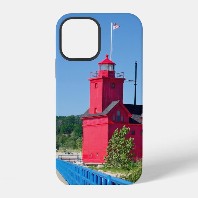 Coque iPhone Grand phare rouge du Michigan (Verso)