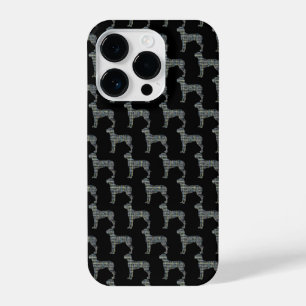 Coque Pour iPhone 14 Plus Grande Dane mignonne Chien Silhouette Grille Noir