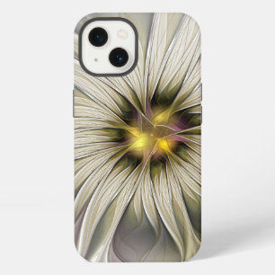Etui iPhone 13 Grande fleur d'ivoire, art fractal moderne abstrai