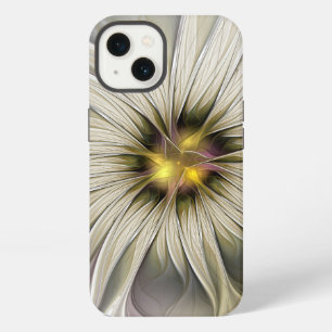 Etui iPhone 13 Grande fleur d'ivoire, art fractal moderne abstrai