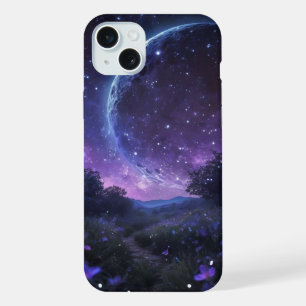 Coque iPhone 15 Plus Grande Lune 🌕 Nuit Étoilée Magique
