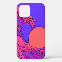 Grande vague dans le style Vaporwave Pop Art. Affi