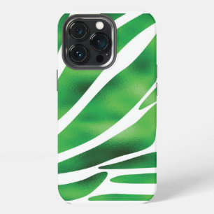 Etui iPhone 13 Pro Grandes Abstraites vertes et blanches