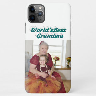 Coque iPhone 11Pro Max Grandma Photo typographie verte