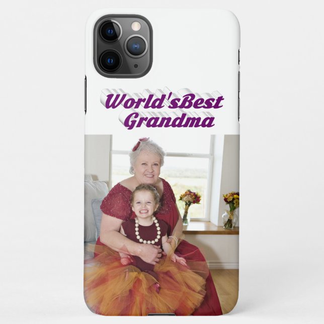 Coque iPhone Grandma Photo typographie violette (Dos)