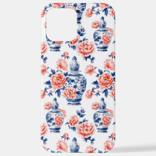 Coque iPhone 12 Pro Max Grandmillenial Chinoiserie Ginger Jar Pink Peonies