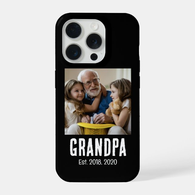 Coque iPhone Grandpa Est. White grunge text photo (Verso)