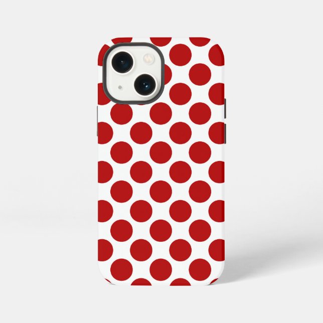 Coque iPhone Grands points rétro - rouge et blanc (Verso)
