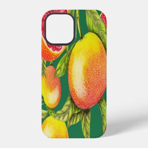 Coque iPhone 12 Grapefruits à main Motif sans couture