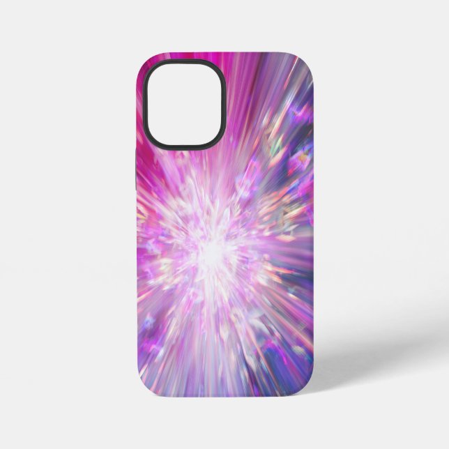 Coque iPhone Graphique abstrait de souffle d'énergie rose et bl (Verso)