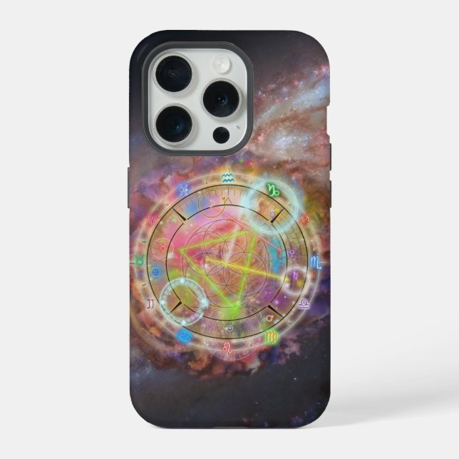 Coque iPhone Graphique d'astrologie zodiaque (Verso)