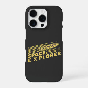Coque iPhone 16 Pro Graphique de fusée exploratrice de l'espace rétro