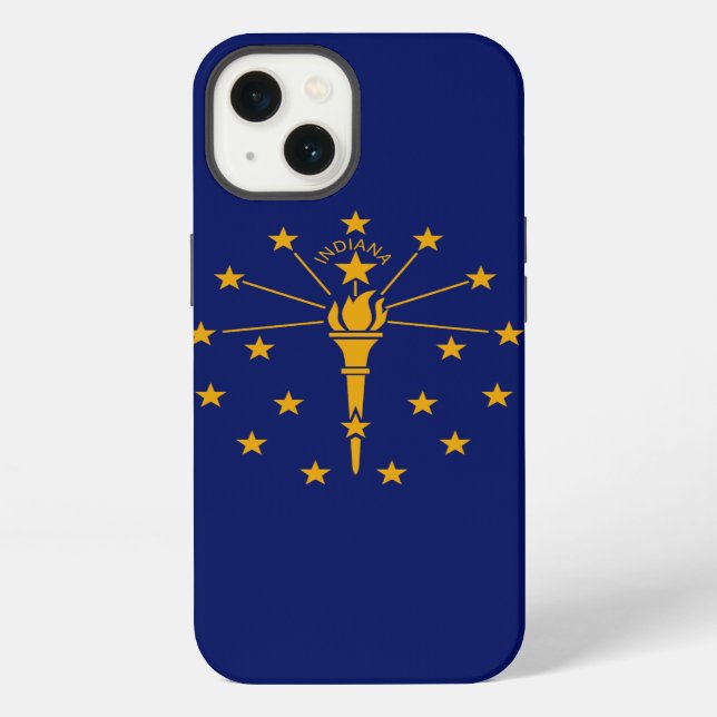 Coque iPhone Graphique dynamique du drapeau de l'État de l'Indi (Verso)