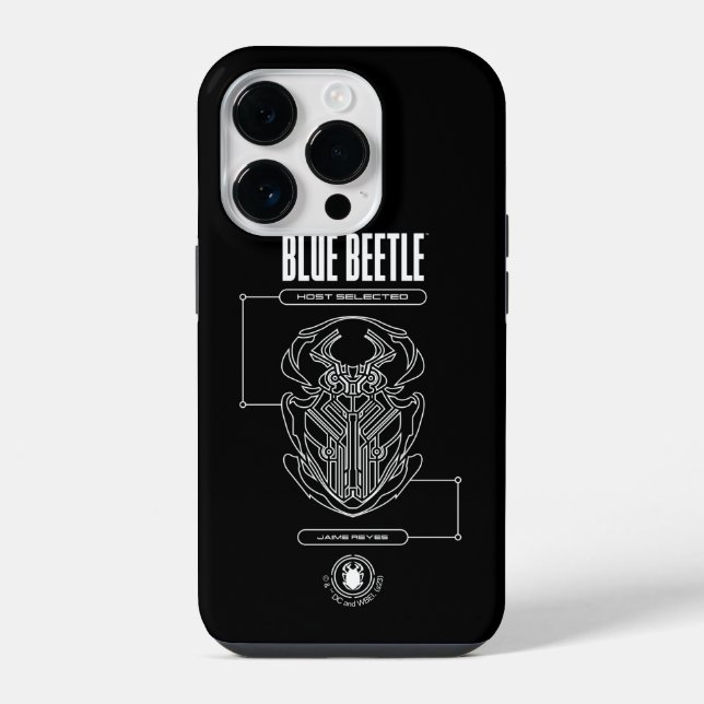 Coque iPhone Graphique technique du scarabée bleu (Verso)