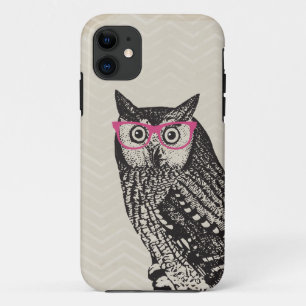 Coque iphone graphique vintage de hibou d'oiseau